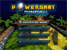 Title screen of Powershot Pinball on the Sony Playstation 2.